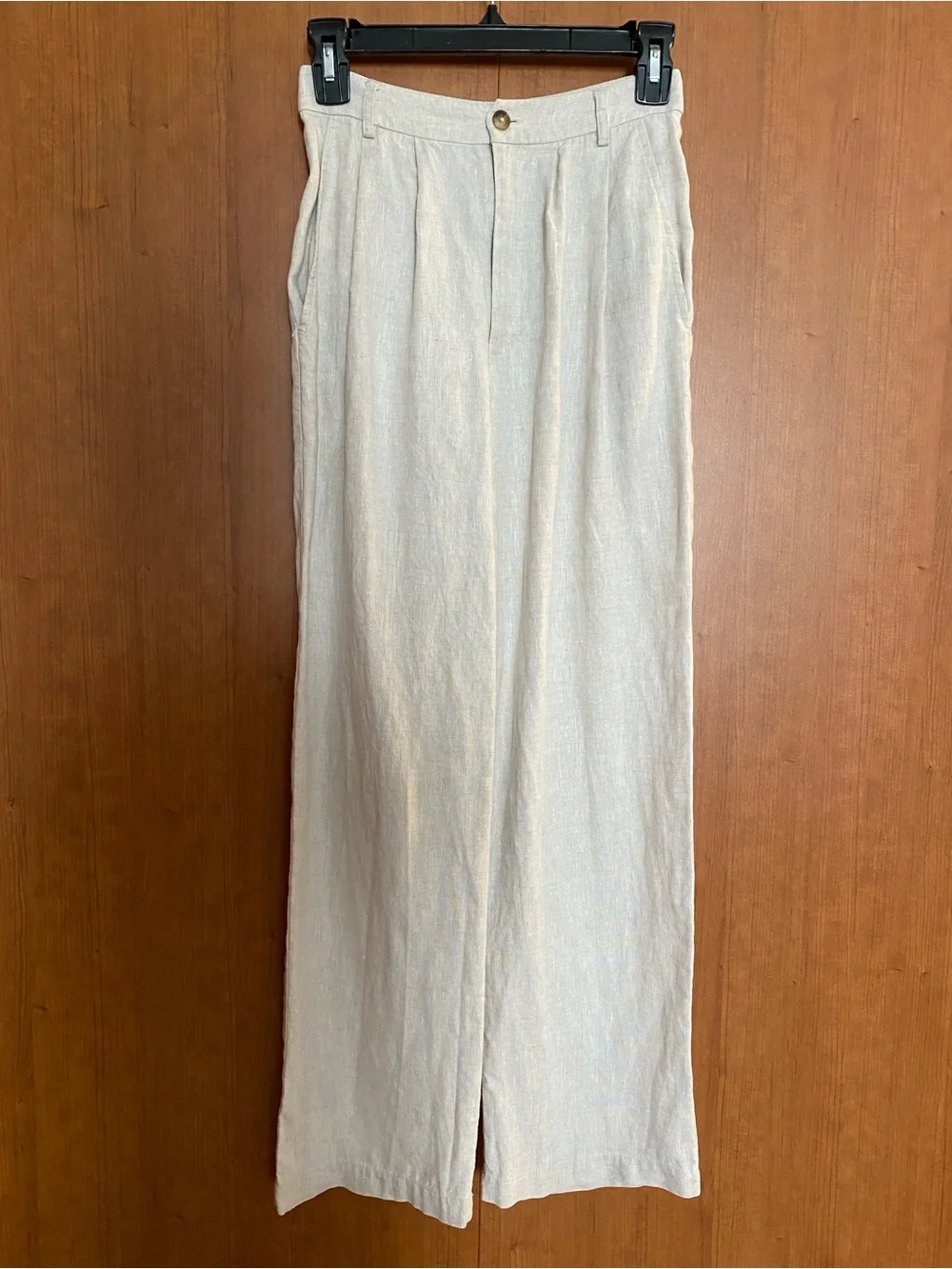 Reformation Wide Leg Pants in Light Gray-Cream